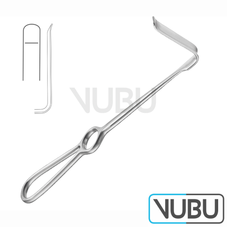 OBWEGESER soft tissue retractors, curved up, non-traumatic, concave blade 22cm/9 14 x 70 mm