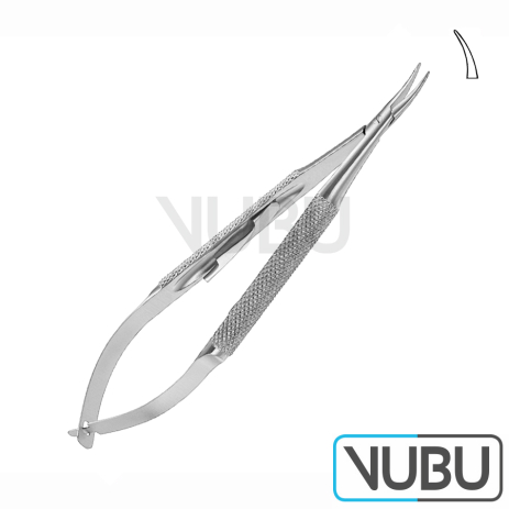 BARRAQUER MICRO NEEDLE HOLDER WIDTH RATCHET CURVED 14,0CM