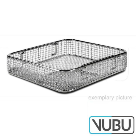 wire basket for dental containers corrugated with handles, braiding 265mm x 170mm x 45mm
