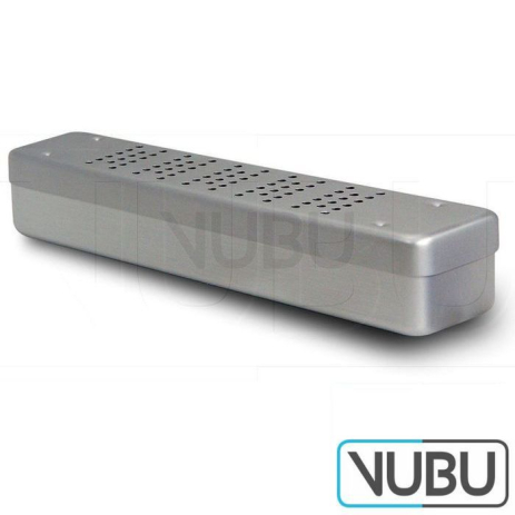 Optics cassette silver 250mm x 60mm x 50mm Lid perforated - perforated pan Internal dimensions 250mm x 55mm x 50mm