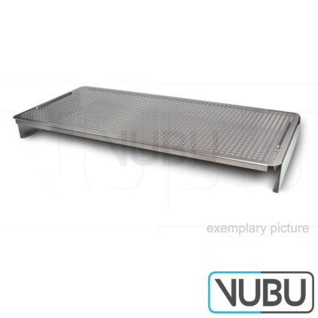Tray with handle and feet for dental stainless steel, 275mm x 175mm Overall Dimensions x 12mm perforated d = 5.0 and d = 3.2 mm