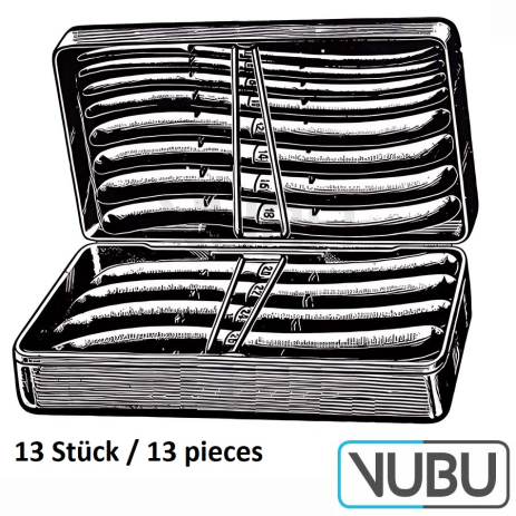 HEGAR Dilators 13 pieces (double) set from 1.0/2.0mm - 25.0/26.0 mm in metal case