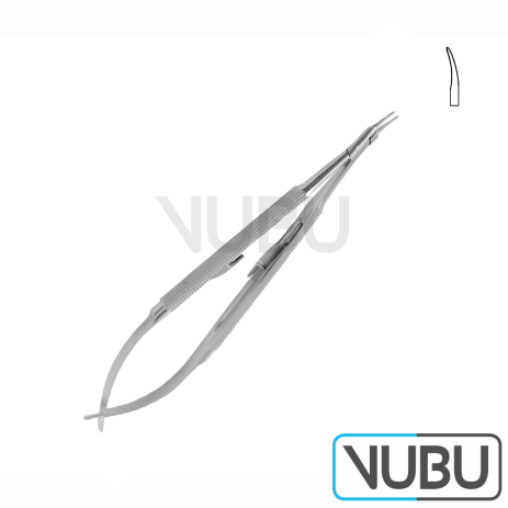 MICRO NEEDLE HOLDER WIDTH ROUND HANDLE AND RATCHET CURVED 18,5CM