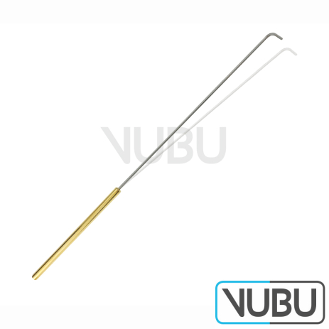 Nerve Hook, blunt, malleable straight shaft, round golden handle, 24 cm 9-3/4