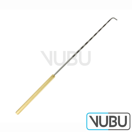 SHAPER Nerve Hook, blunt, malleable straight shaft, golden handle, with graduation, 23.5 cm 9-1/2