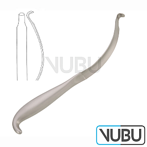 Retractor extra oral sig.notch 22cm/8¾ 9.5mm / 16mm, concave blade fully bent tip