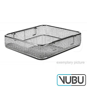 wire basket for dental containers corrugated with handles, braiding 265mm x 170mm x 45mm