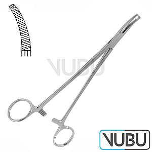 FAURE PERITONEUM CLAMP FORCEPS MORE CURVED 1X2 TEETH 20,0CM