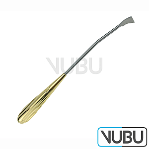 DANIEL (SHAPER) Endoforehead/Scalp Elevator Dissector, slightly half curved, flat/triangular Blade, with angled tip, width 12.5 mm, Length 9 1/2”/ 24 cm