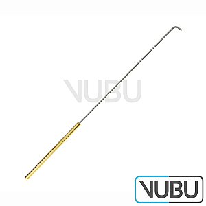 Nerve Hook, blunt, rigid straight shaft, round golden handle, 24 cm 9-3/4